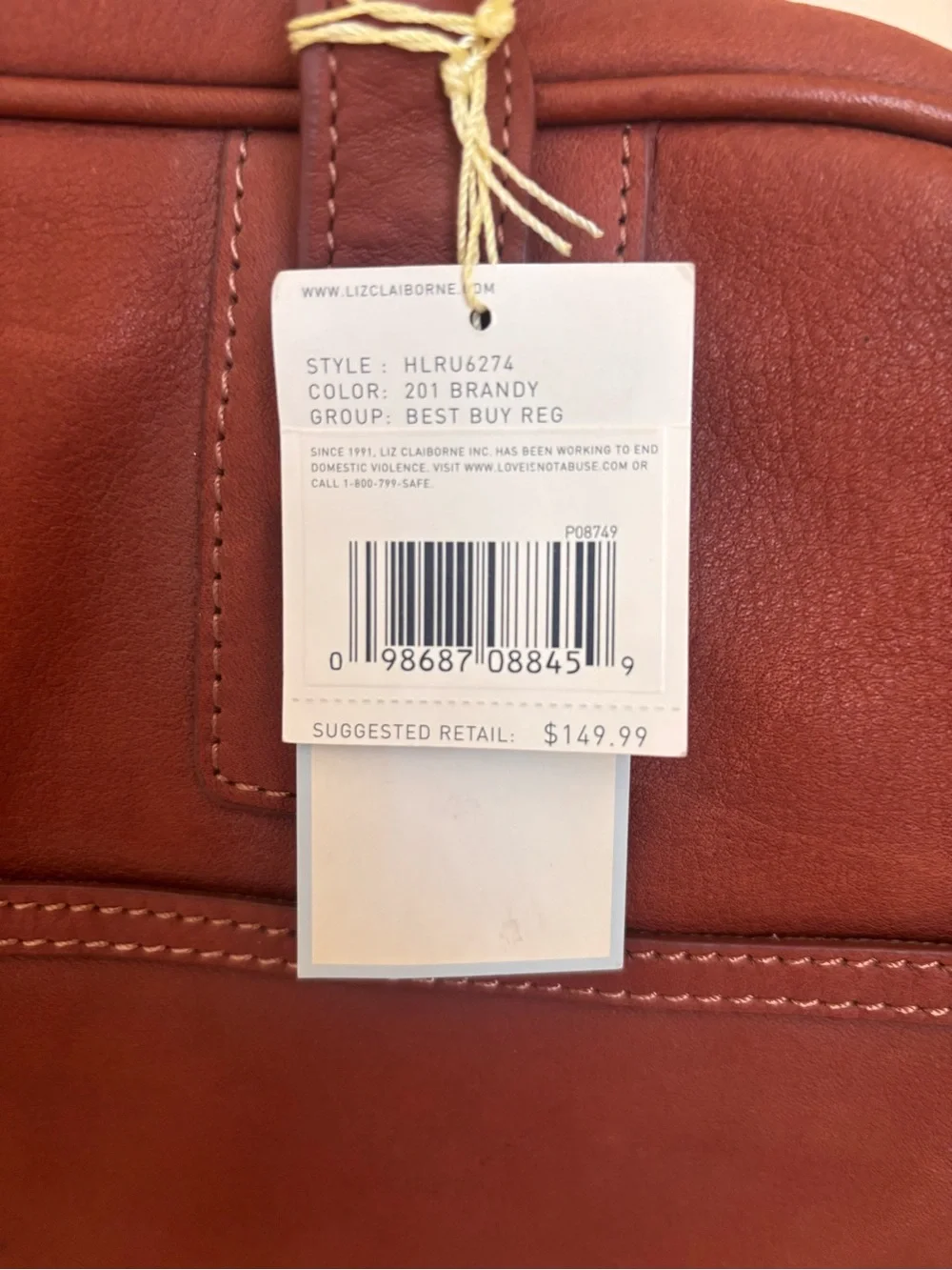 New Liz Claiborne Leather Laptop Case bag carrier Brown Brandy Color